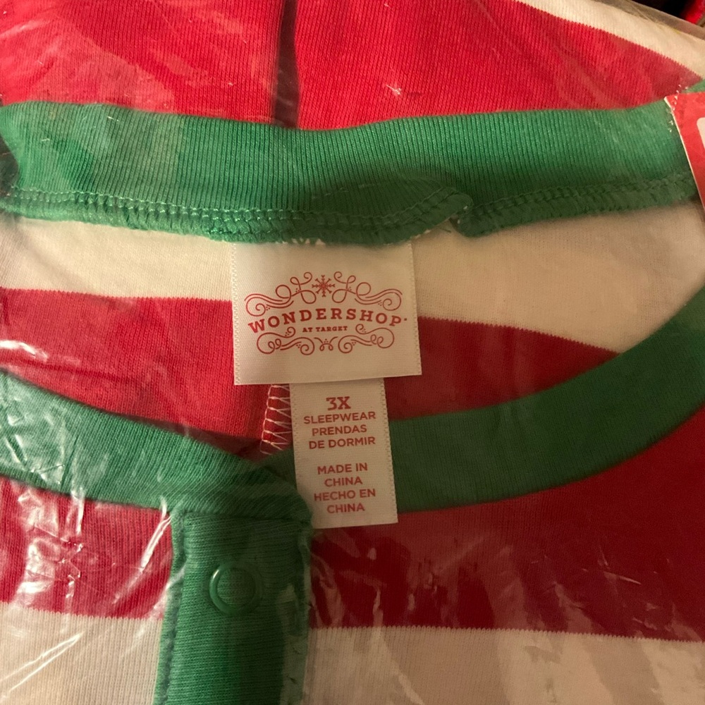 WONDERSHOP ONESIES Red White Green Holiday Stripe Union Suit PJ NEW PLUS SZ 1x3x - Picture 5 of 16